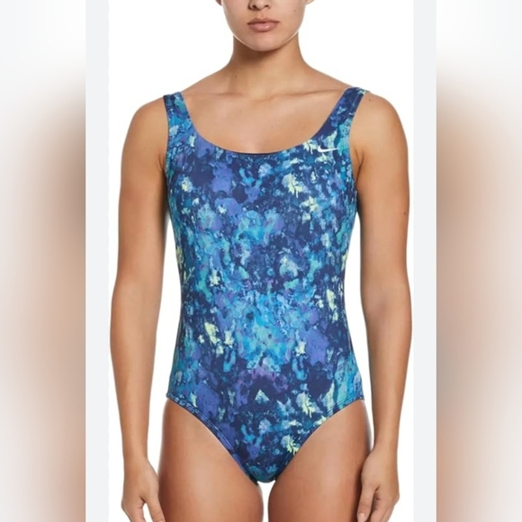 Nike 1 Pc Earthdye U Back Swimsuit & Shorts Beach Athleisure Resortwear L/XL - Picture 2 of 10